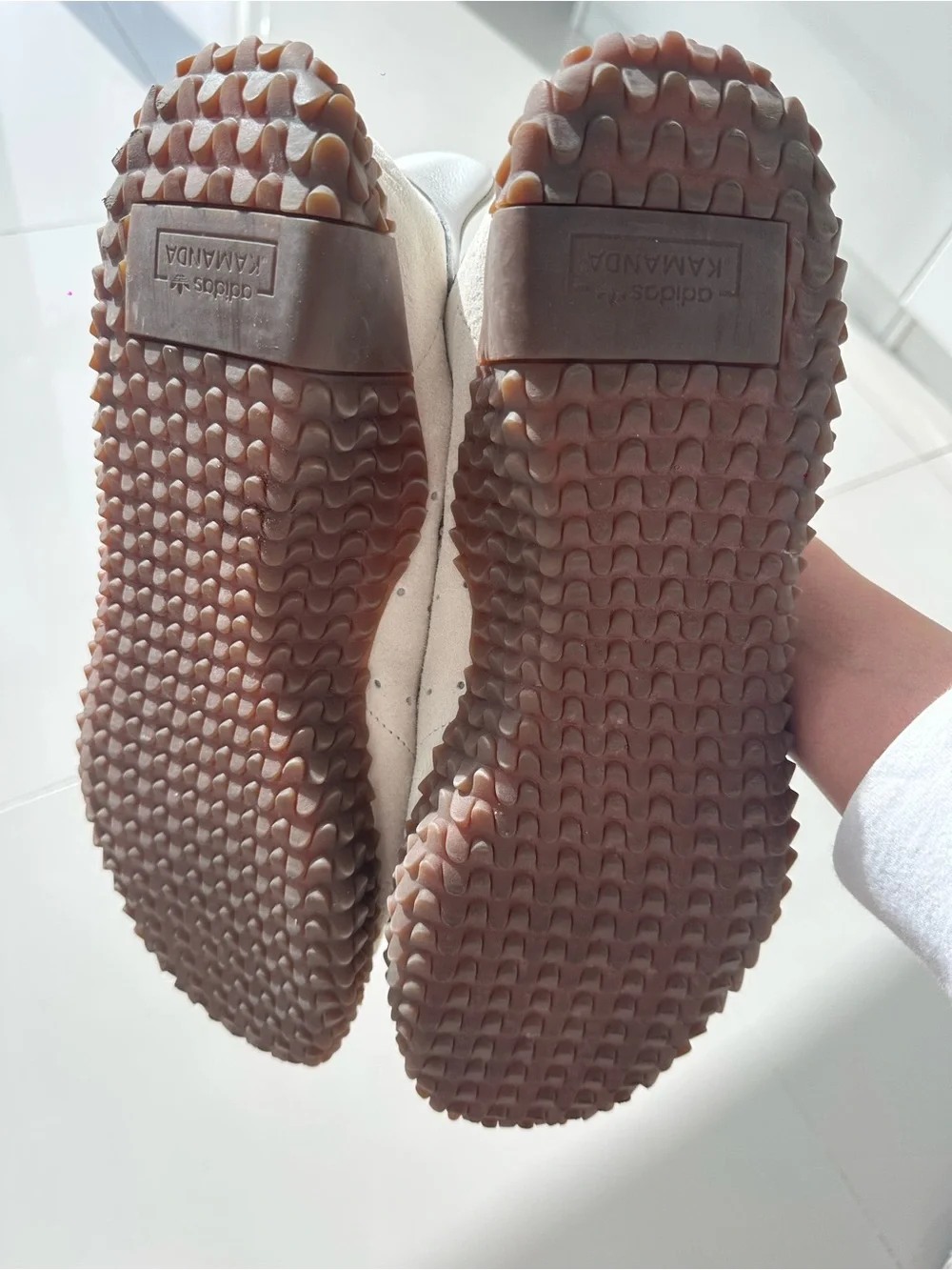 adidas Kamanda Sneakers in Light Gray with Brown Sole